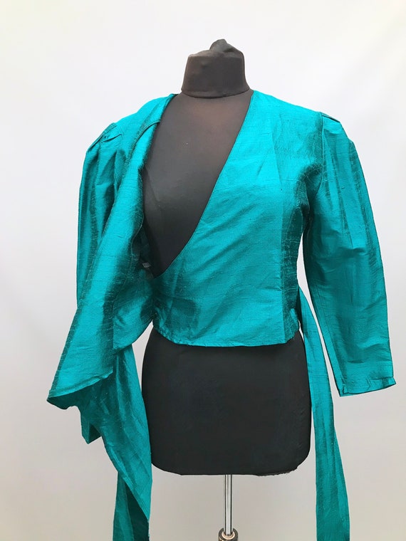 Beautiful 1980s Jade silk Vintage Viyella Blouse … - image 3