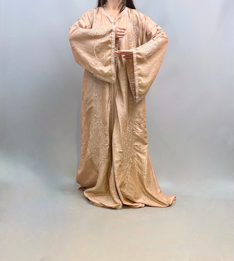 Fawn Graduation Robe Beautiful Vintage Dusky Pink / Fawn Embroidered Kaftan Robe With Wizard ...