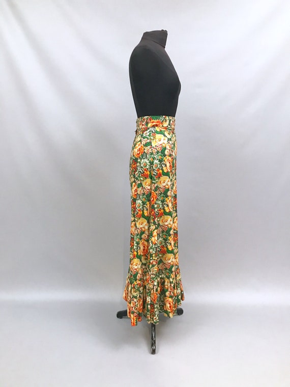 1970s handmade floral print cotton maxi skirt, ne… - image 7