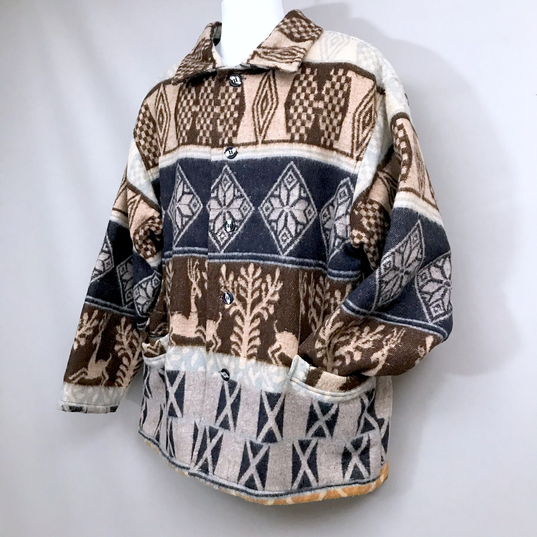 1990s Wool Blanket Coat Aztec Style / Native American / - Etsy UK