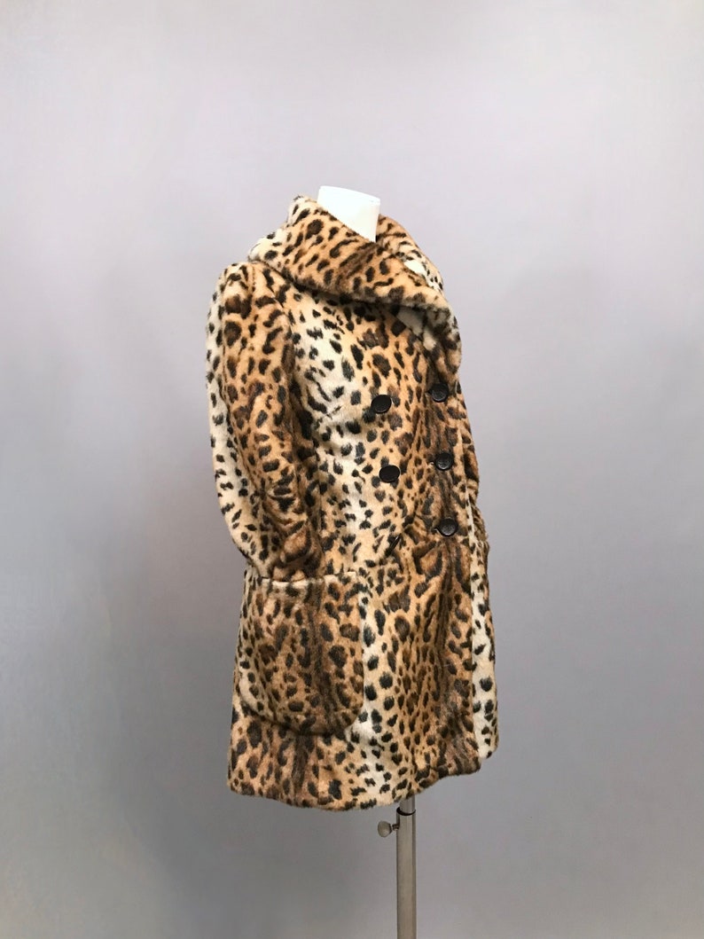 Vintage FAUX Fur leopard print coat Made by Top Shop image 3