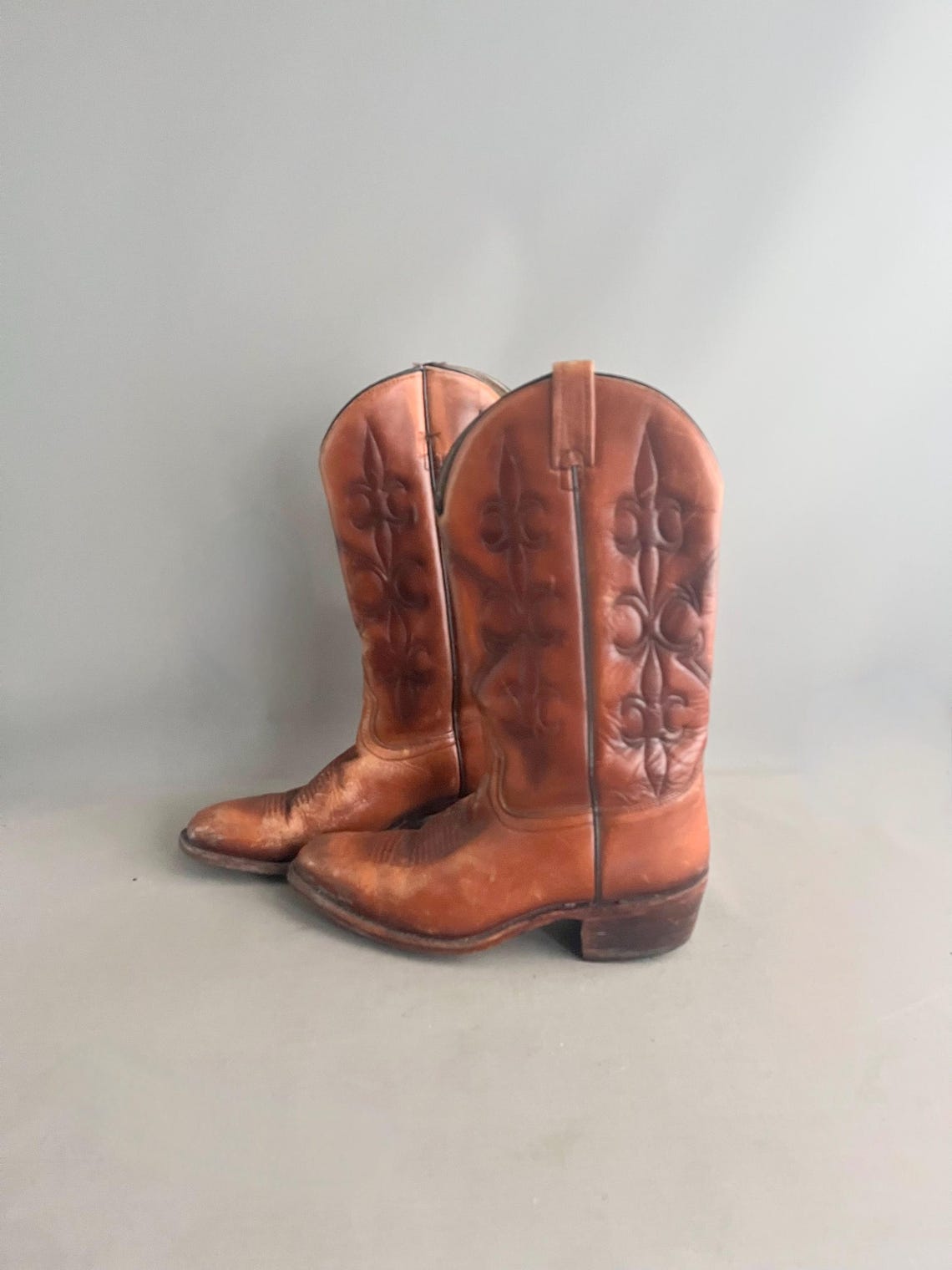Tan Leather Cowboy Boots, Western Style, Size 10 D (US) / 8 (UK), foto 3 de 5