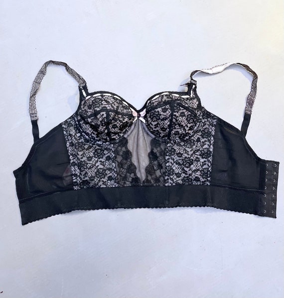 Size 20 - Purple & Black Lace Boudoir Bustier Corset With Garter Clips