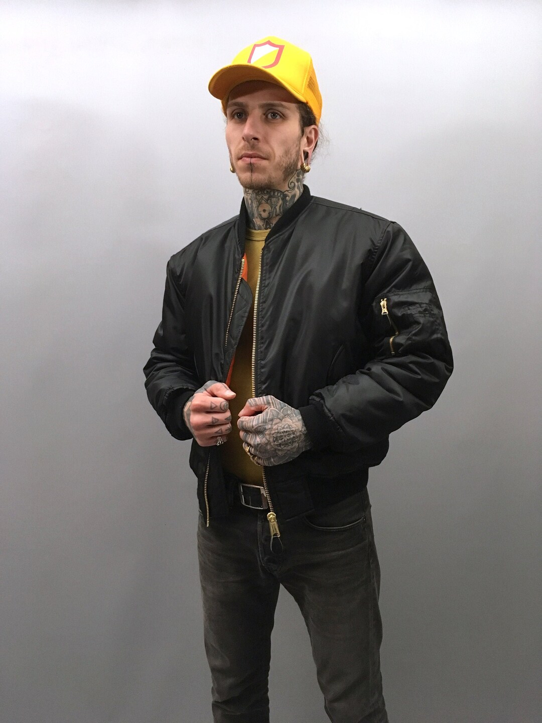 Army Surplus Black Bomber Jacket Size S M Etsy