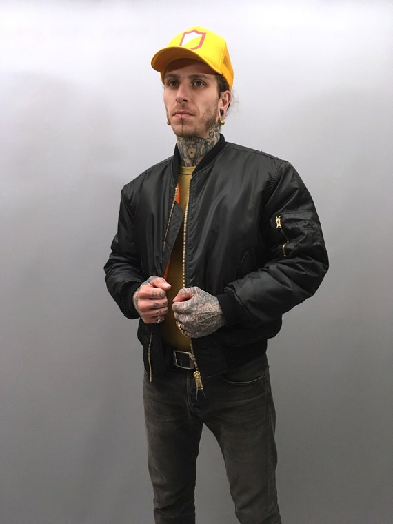 black bomber orange lining