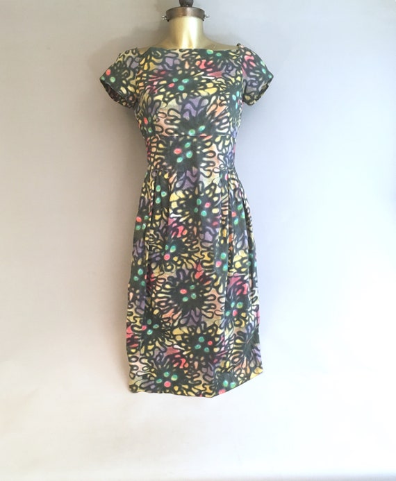 Original 1950s handmade cotton dress in a fantast… - image 2