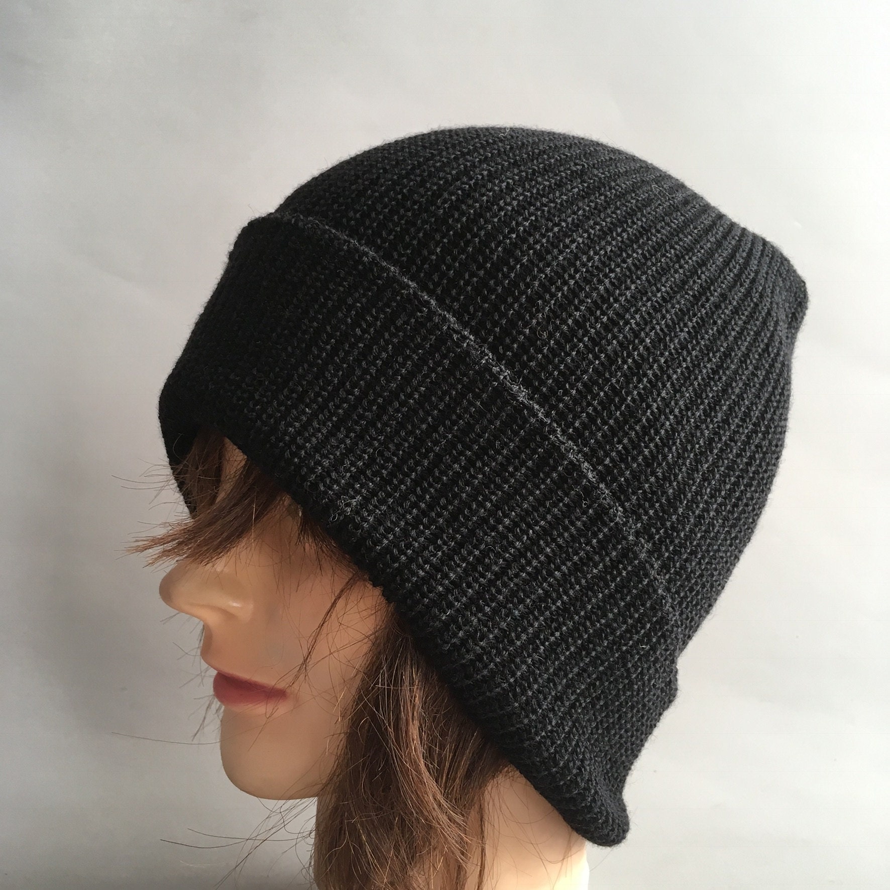 BEANIE HAT IN BLACK WOOL 419778