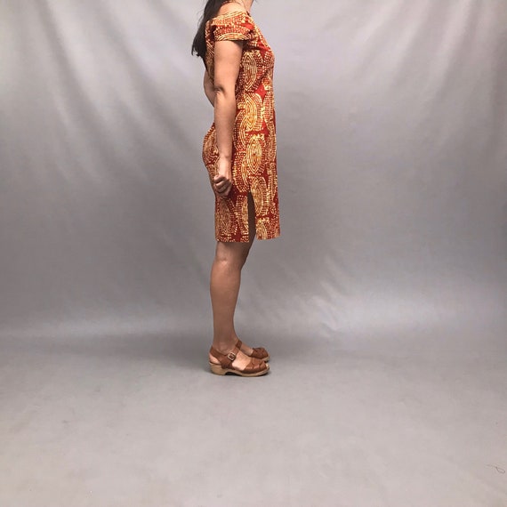 1980s cotton batik African print handmade dress - image 7