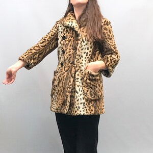 Vintage FAUX Fur leopard print coat Made by Top Shop image 8