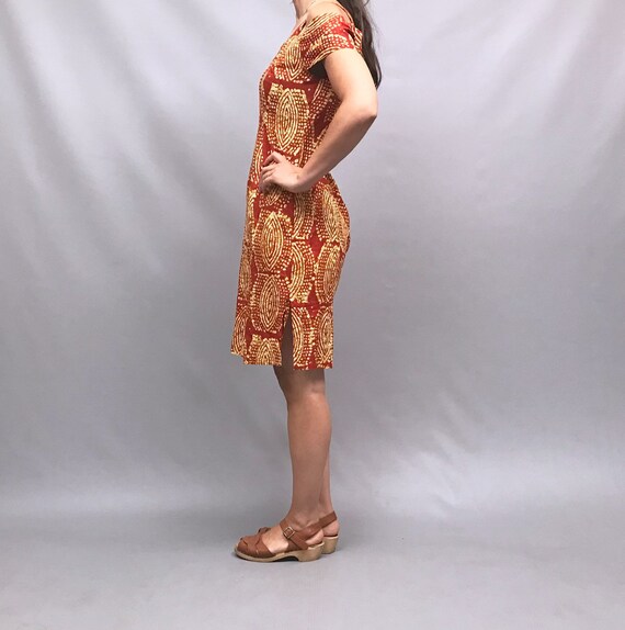 1980s cotton batik African print handmade dress - image 9