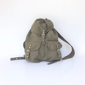 Zaino / Zaino / Borsa da viaggio in tela di cotone color cachi / verde oliva