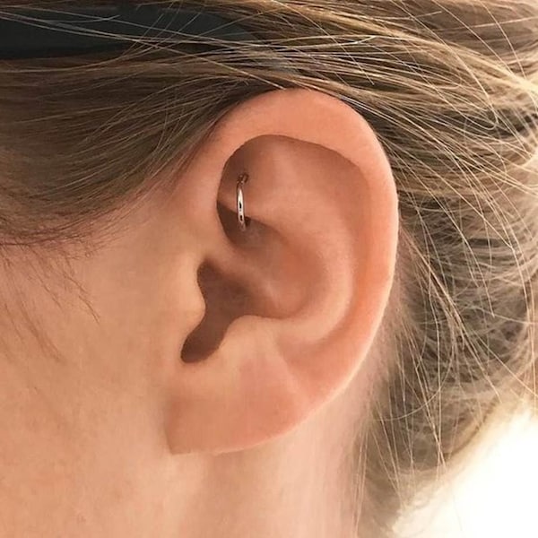 Créoles ROOK, anneau de piercing de 6 mm à 8 mm, or 14 carats, argent sterling, 18 g et 16 g, sans couture, fait main [DN1}