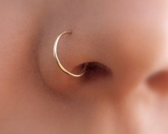 NOSE Ring, 22g, 20g, Hoop, Rook, Tragus, Sterling Silver, Gold, Rose Gold, 5mm to 12mm, Thin, Handmade Small Tiny