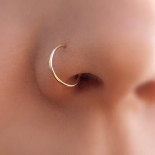 NOSE Ring, 22g, 20g, Hoop, Rook, Tragus, Sterling Silver, Gold, Rose Gold, 5mm to 12mm, Thin, Handmade Small Tiny