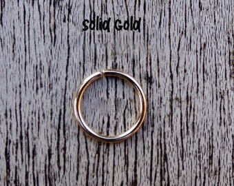 Single 18K SOLID Recycled Gold | Hoop Earring 20g, 8 Sizes | Minimalist Earring | Tragus | Nose | Cartilage | Septum | Rook | Helix | Conch