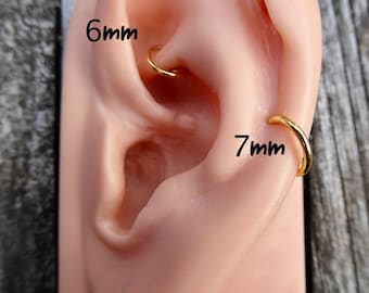 Gold or Rose Gold Plated Hoop, Stainless Steel, For Ear, Nose, Rook, Helix, Conch, Tragus, Seamless Hoop, No Clasp. (SS-GP-PVD)