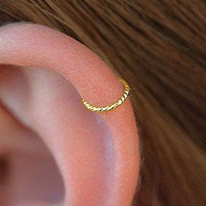 TWIST Sparkly, Nose Ring, Helix, Cartilage, Lobe, 14K Gold Filled, Silver, Delicate Ring, 6mm, 7mm, 8mm 9mm 20g Thin Handmade Small Tiny image 7