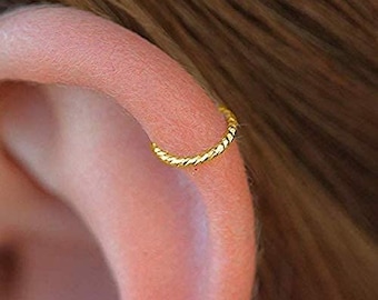 TWIST, Petite boucle d'oreille scintillante, Hélice, Cartilage, Lobe, or rose 14 carats, Argent, délicat, 5 mm, 6 mm, 7 mm, 8 mm 9 mm, 10 mm