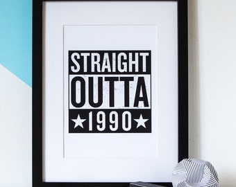 Personalised 'Straight Outta Compton' Birth Year Print