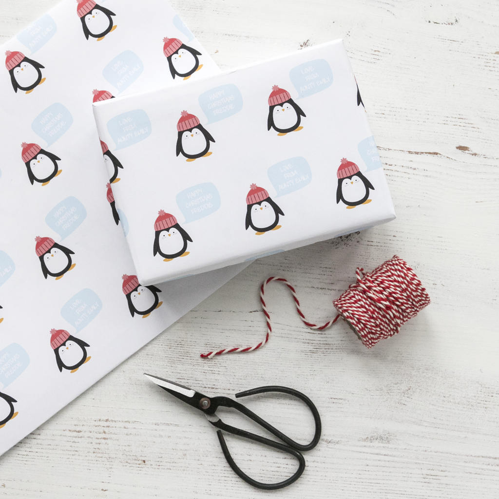 Penguin Christmas Wrapping Paper Penguin Wrapping Paper Etsy UK