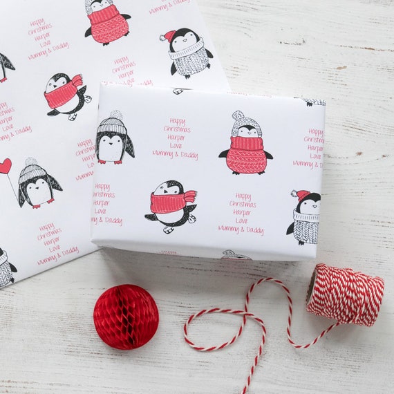 Personalisierte Niedlichen Pinguin Weihnachten Geschenkpapier Etsy