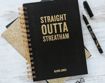 Personalised 'Straight Outta Compton' Notebook, Cool Notebook, Gift for Him, Hip Hop Notebook, Gift for Music Fan, Music Gift
