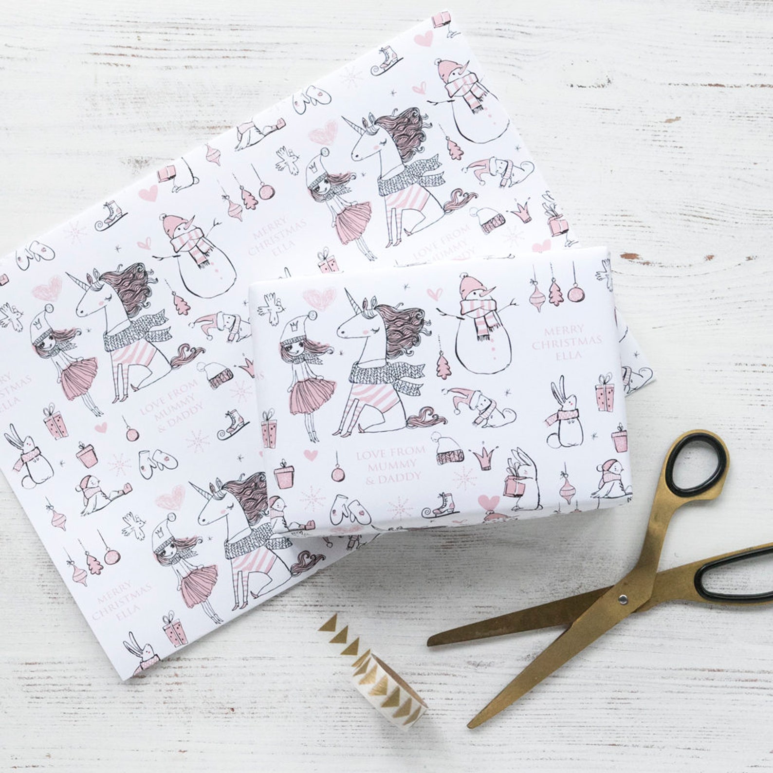 Unicorn Christmas Wrapping Paper
 Personalised Unicorn Christmas Wrapping Paper Christmas Gift Etsy