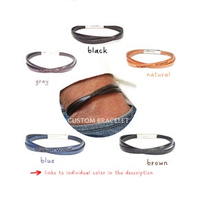 Pulsera grabada personalizada para hombres Pulsera de cuero para papá Regalo para hombres Regalos personalizados para hombres imagen 3