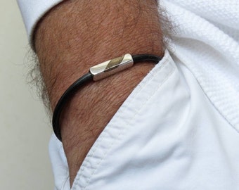 Custom Engraved Bracelet For Men with Bronze Leather Bracelet Men's Leather Bracelet