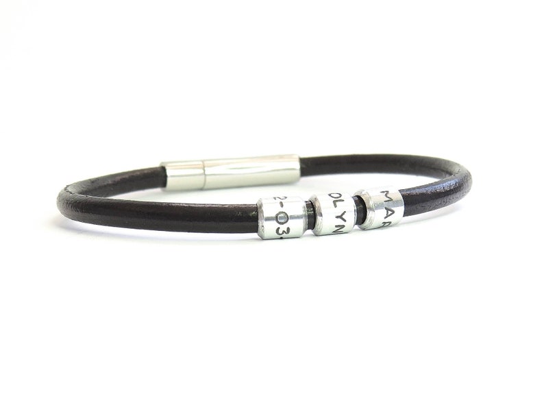 Personalized Mens Leather Bracelet Custom Gift For Dad Engraved Leather Bracelet Mens Gift
