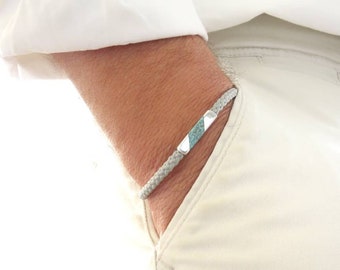 Turquoise waterdichte herenarmband, gepersonaliseerde armband voor papa-naamarmband