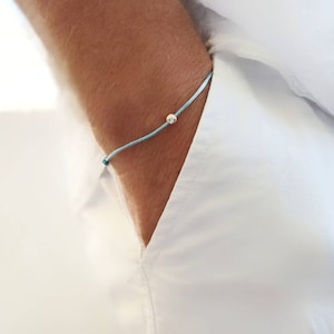 Pulsera personalizada de plata 925 resistente al agua, pulsera minimalista con inicial grabada, pulsera de cuerda para hombre, pulsera con inicial, pulsera de la amistad