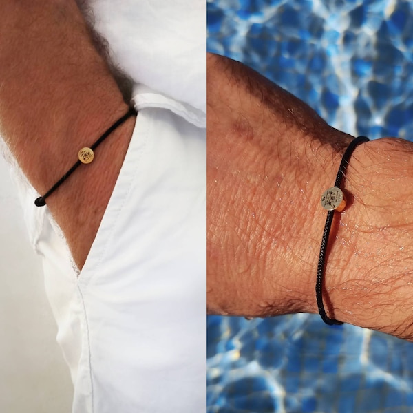 Bracelet gravé pour homme personnalisé, bracelet de corde de voile imperméable à l'eau, bracelet de corde personnalisé