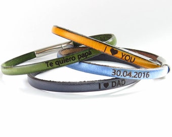 Vaderdagcadeau gepersonaliseerde leren armband Aangepaste armband voor heren