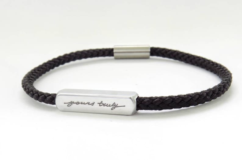 Waterproof Bracelet Custom Men's Engraved Bracelet Personalized Men's Nautical Rope Bracelet Handwritten Script image 7