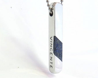 Personalizzato nome collana collana personalizzata per gli uomini personalizzato bar collana con nome collana con Lapis Lazuli collana di nome personalizzato