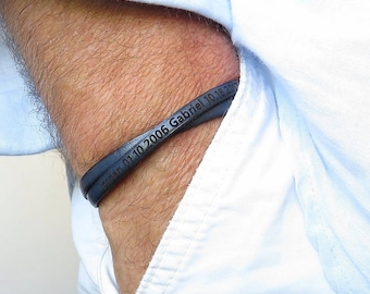 Custom Engraved Leather Bracelet for Men: Personalized Dad Gift
