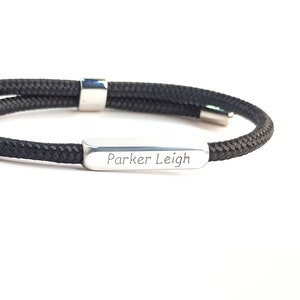 Waterproof Bracelet Custom Men's Engraved Bracelet Personalized Men's Nautical Rope Bracelet Handwritten Script image 9