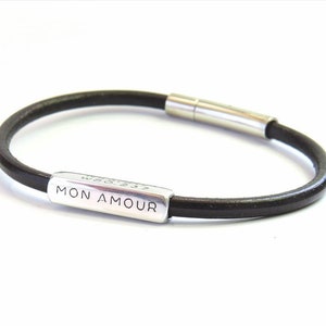 Engraved Bracelets for Him Men&#39;s bracelet Leather bracelet Custom men gift Bracelets for men Cuff bracelet Personalized jewelry Dad gift