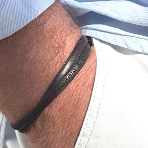 Custom Engraved Leather Bracelet for Men: Personalized Dad Gift | 100% Handmade