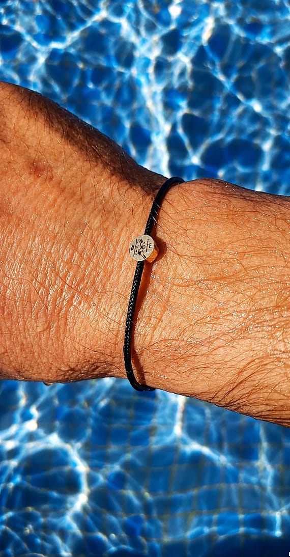 Custom Mens Engraved Bracelet, Waterproof Sailing Rope Bracelet, Personalized Gift for Him