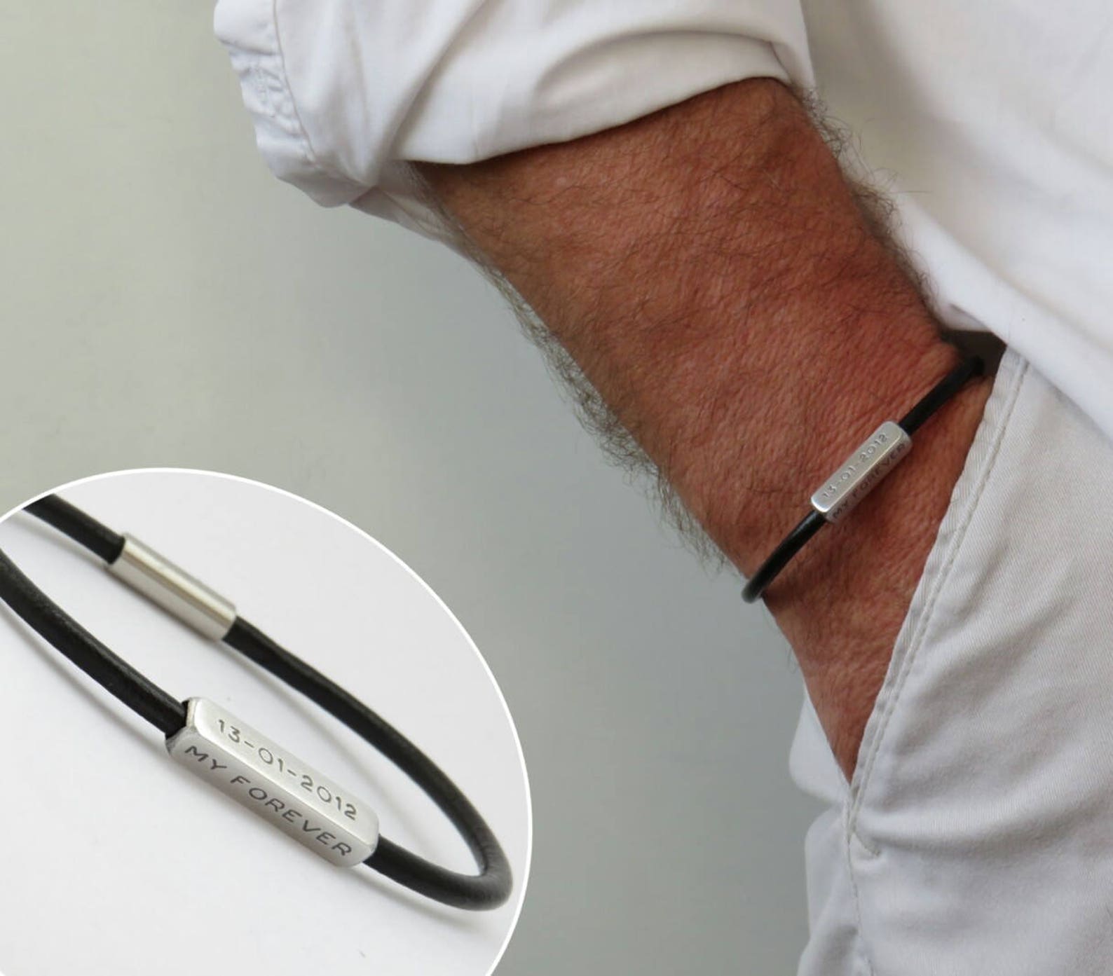 Engraved Bracelets for Him Men's bracelet Leather bracelet Etsy