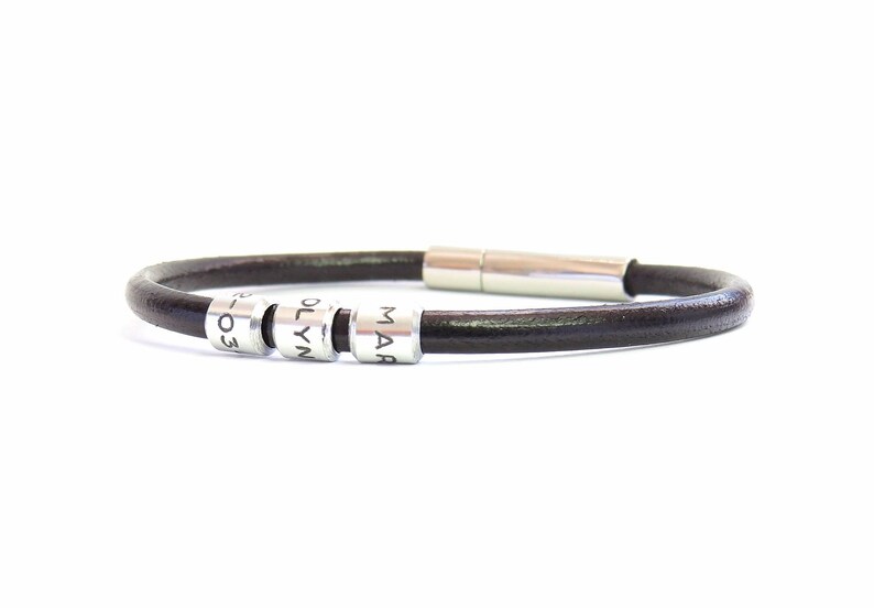 Personalized Mens Leather Bracelet Custom Gift For Dad Engraved Leather Bracelet Mens Gift