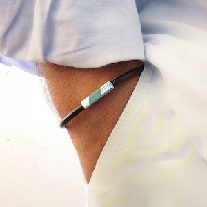 Turquoise herenarmband Herensieraden Gepersonaliseerde cadeaus voor papa Gepersonaliseerde armbandnaam