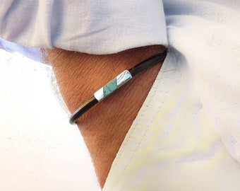 Türkis Herren Armband Herren Schmuck personalisierbar Geschenke für Papa personalisiertes Armband Namensarmband
