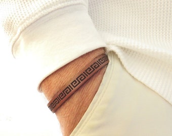 Pulsera de cuero personalizada para hombre, regalo de aniversario para hombre, pulsera de cuero grabada ajustable