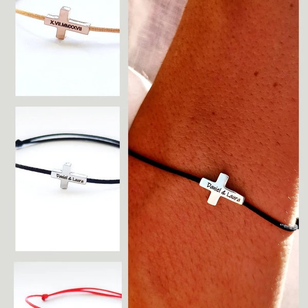 Bracelet personnalisé avec une croix pour homme - un cadeau élégant avec gravure