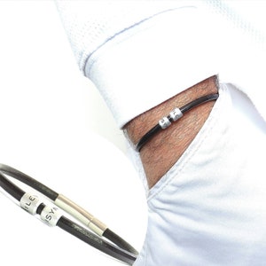 Men&#39;s Bracelet Leather Bracelet, Personalized Bracelet Engraved Bracelet Gift for Him