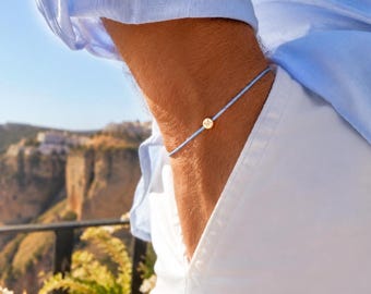 Individuell graviertes Seilarmband für Herren, vergoldeter Anhänger mit Initialen
