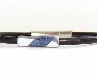 Benutzerdefinierte Armband Männer Leder mit Lapis Lazuli Personalisiertes Geschenk für Männer Geschenk für Vater